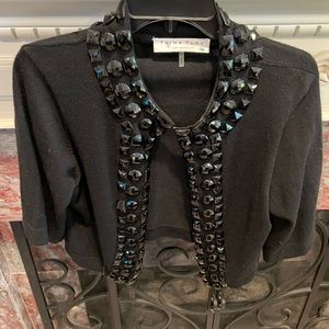 Trina Turk cardigan with black jewel detail